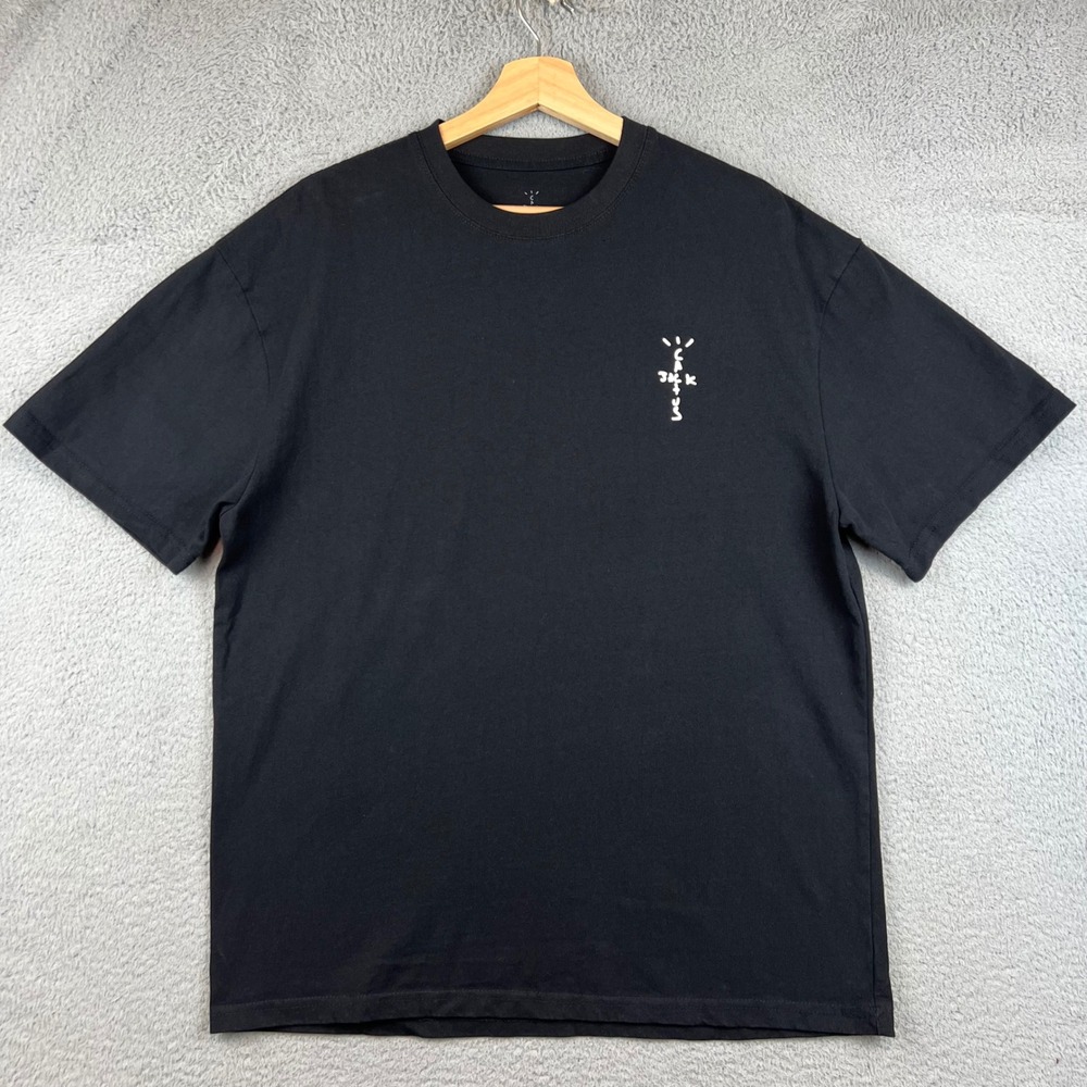 Travis Scott Cactus Jack Mens Embroidered Logo T-Shirt Black Large